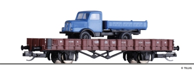 Tillig 14664 - TT Rungenwagen Ro der DR, beladen mit LKW H3A Kipper; Ep. III